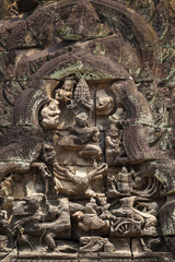Bas-reliefs in Banteay Samre hindu temple, Angkor, Cambodia