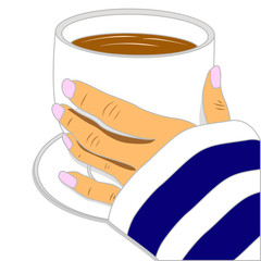 Hand holding cup of coffee