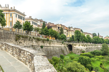 Fototapeta na wymiar Bergamo city view from above