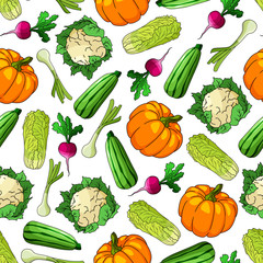 Seamless healthy vegetables pattern background