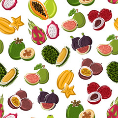 Tropical dessert fruits seamless pattern