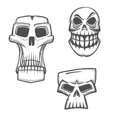 Halloween artistic skull icons set