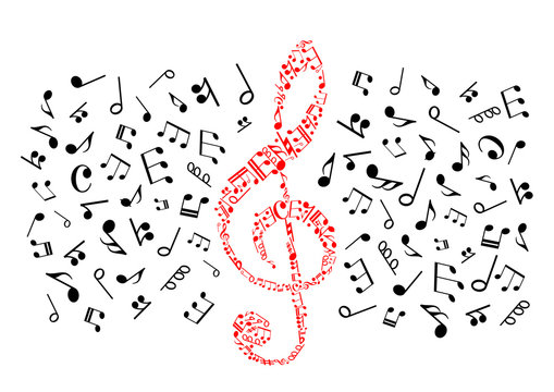 Music notes icons. Red treble clef