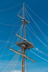 Fototapeta premium Masts of old Wooden Galleon, Alicante, Spain