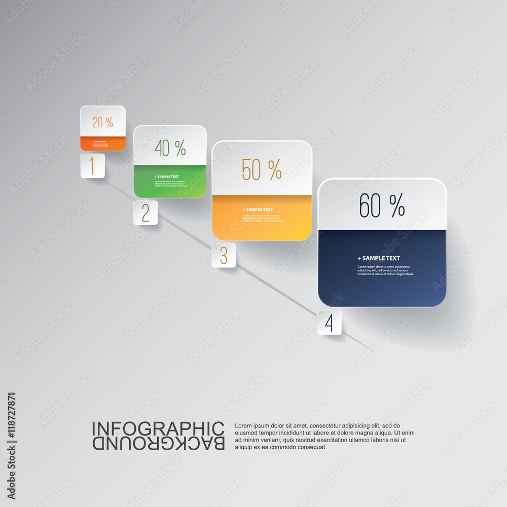Poster infographic design - rounded square design with diagrams