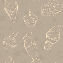 seamless pattern with desserts