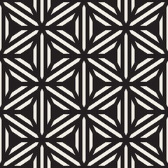 Vector Seamless Black and White Line Grid Geometric Pattern