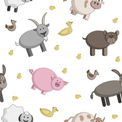 Fototapeta premium Seamless pattern with pet animals and birds