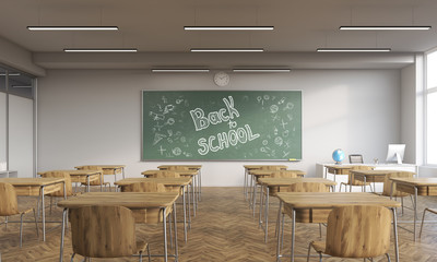 Back to school interior of modern classroom