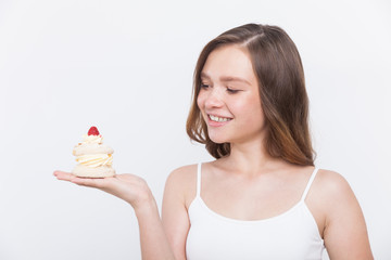 Girl with creamy cupcake
