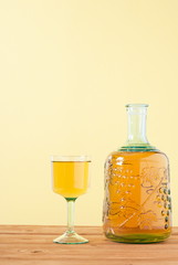 glass of white wine on the table