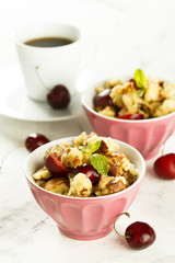 Austrian pancake dessert with cherries