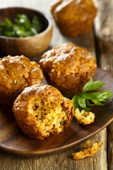 Savory muffins with parsley, cheese and red pesto