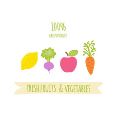 Green, organic product. Vector illustration isolated on white background