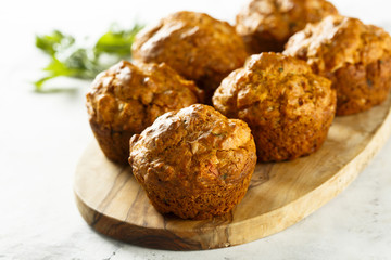 Savory muffins with parsley, cheese and red pesto