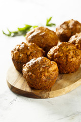 Savory muffins with parsley, cheese and red pesto