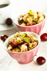 Austrian pancake dessert with cherries