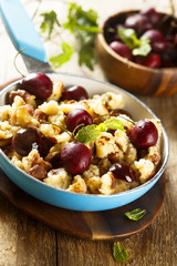 Austrian pancake dessert with cherries