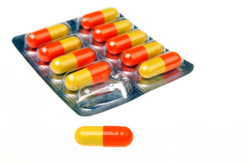 Color tablet and capsule isolated