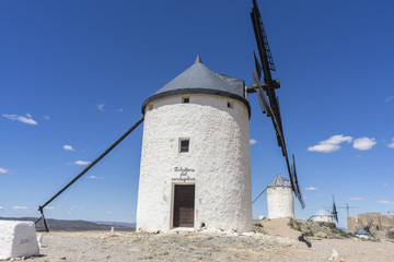 Fototapeta na wymiar windmills of Consuegra in Toledo, Spain. They served to grind gr