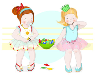 Obraz na płótnie Canvas girls and candy