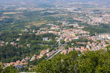 Aerial view of the town of Sintra, Portugal