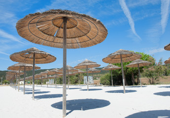 Empty beach resort under summer blue sky