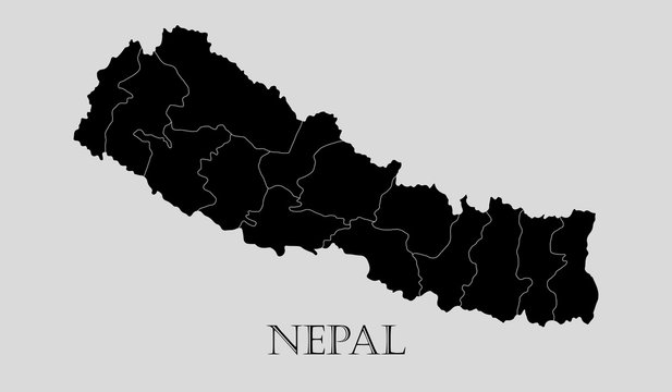 Black Nepal map - vector illustration
