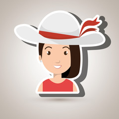 traveler woman tourist icon vector illustration design