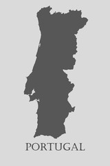 Gray Portugal map - vector illustration
