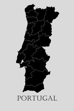 Black Portugal map - vector illustration