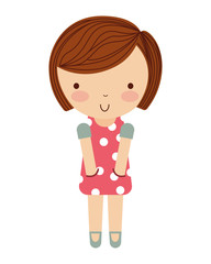 little cute girl isolated icon