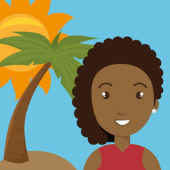 woman palm sun travel vector illustration graphic