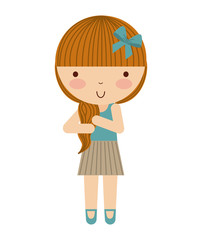 little cute girl isolated icon