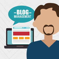 laptop person blog management vector illustration graphic