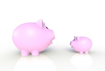 Pink piggy bank isolated on white background