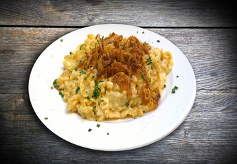 Spaezle, Bavarian specialty on rustic wooden table