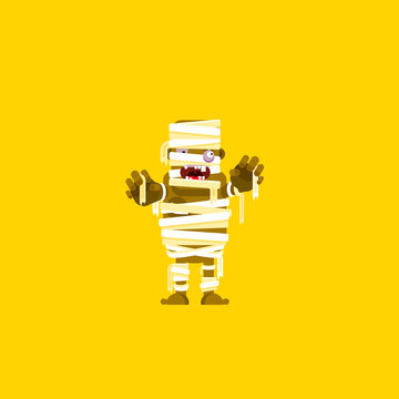 illustration a mummy character for halloween in  flat style