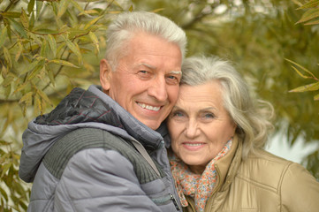 Senior couple in autumn park