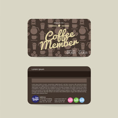 Front And Back Coffee Voucher Of Member Card Template Vector Illustration
