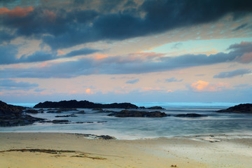 Early morning view of the beach at Polzeath