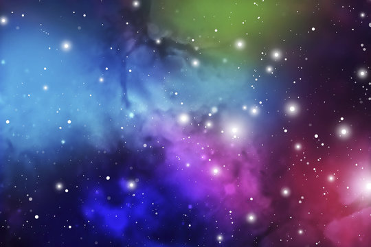 Astrology Mystic Background. Outer Space. Vector Digital Colorful Illustration of Universe. Vector Galaxy Background.