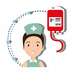 woman medical staff blood vector illustration design