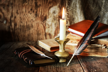 book pen candle romance