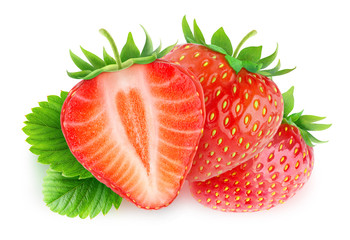 Isolated cut strawberries