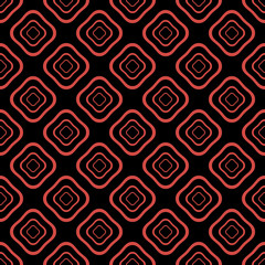 Fototapeta premium Seamless pattern of distorted squares in red and black