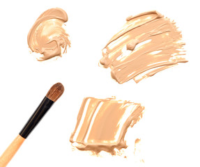 Foundation and make-up brush isolated on white