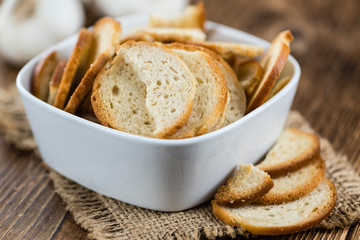 Portion of bread chips (selective focus)
