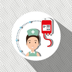 woman medical staff blood vector illustration design