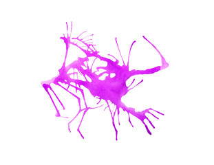 Abstract colorful blowing watercolor art hand paint on white bac